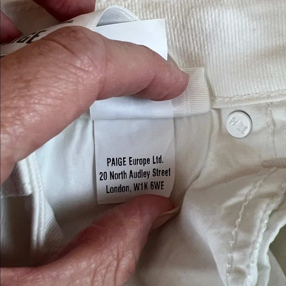 PAIGE Cindy Crop “crisp white” with distressed hem jeans womens 28 - Picture 13 of 13